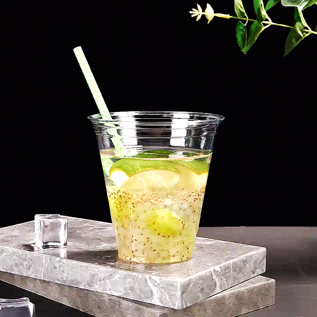 Disposable Compostable PLA clear cold drink Milk tea cup