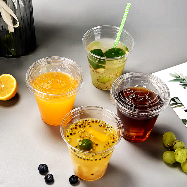 Composatable Transparent PLA cold drink Milk tea cup